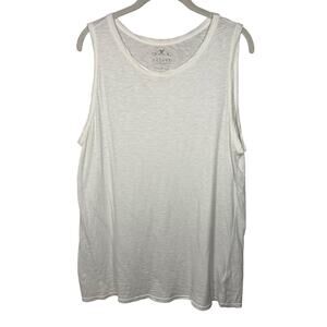 Velvet by Graham & Spencer Vintage Slub White Round Neck Cotton Top Women's XL